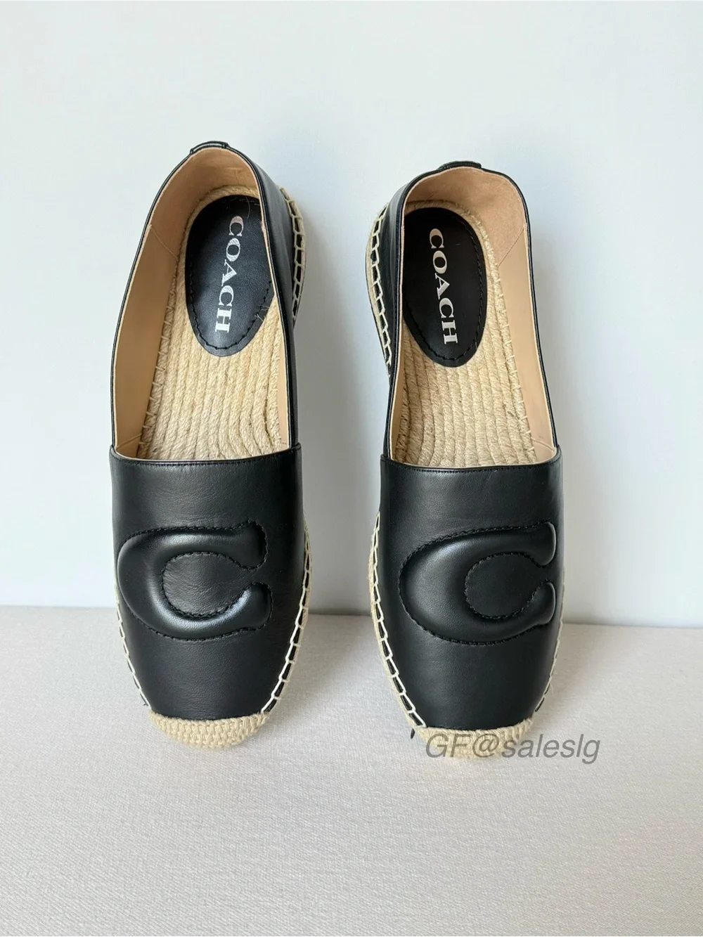 Coach Cruz Espadrille Leather Loafer Black CR848 Size 7.5